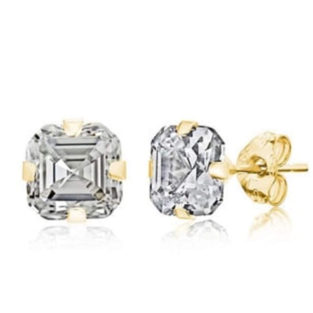 2 CARAT ASSCHER CUT SWAROVSKI CRYSTAL STUDS